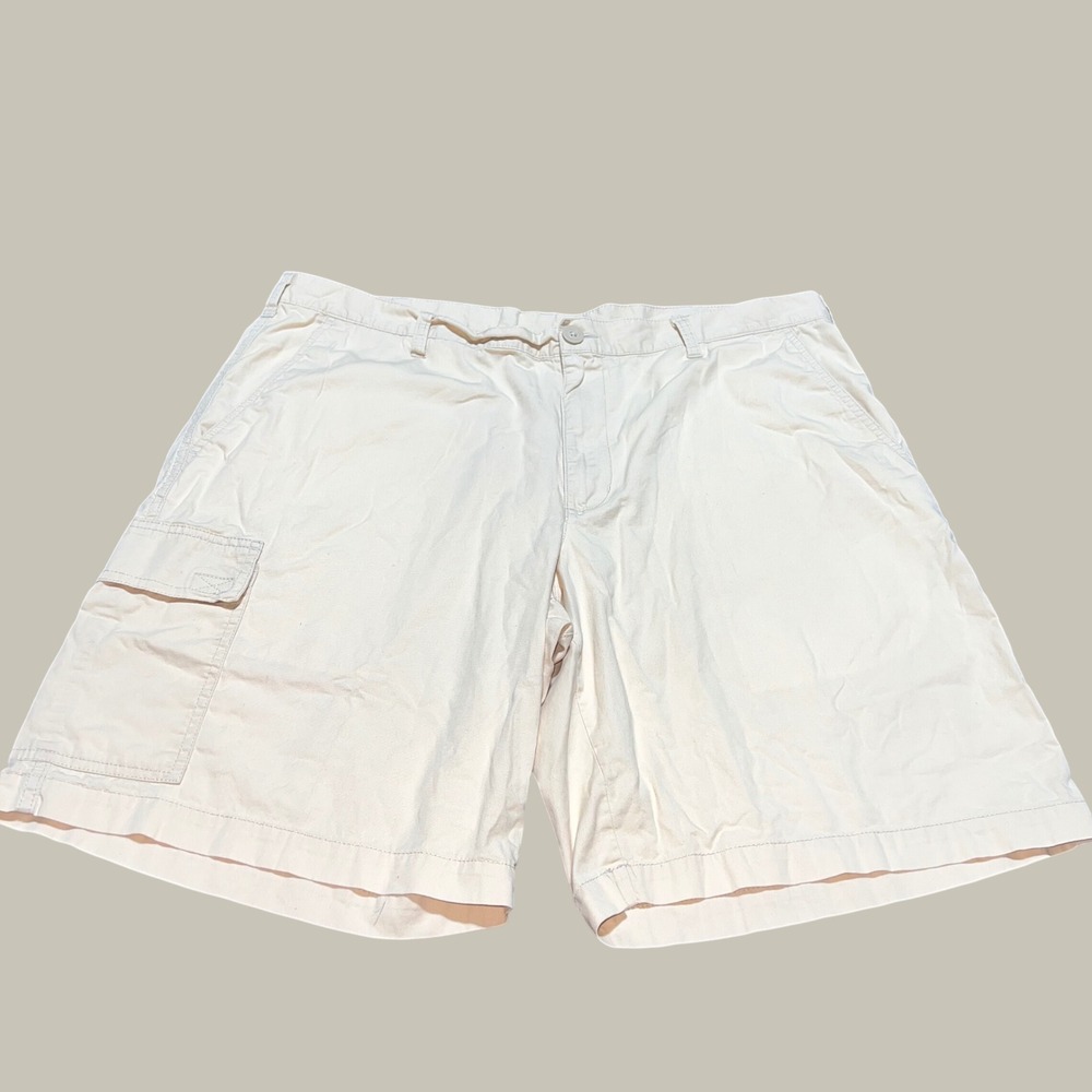 Columbia Mens Beige Cotton Cargo Shorts Size 40W 10L Tan Hiking Outdoor Utility